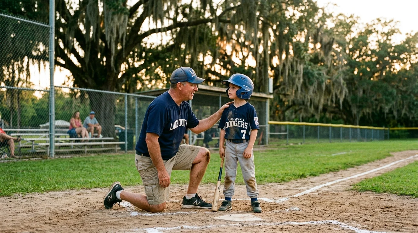 A coach encouraging a young player at a Project Legacy game